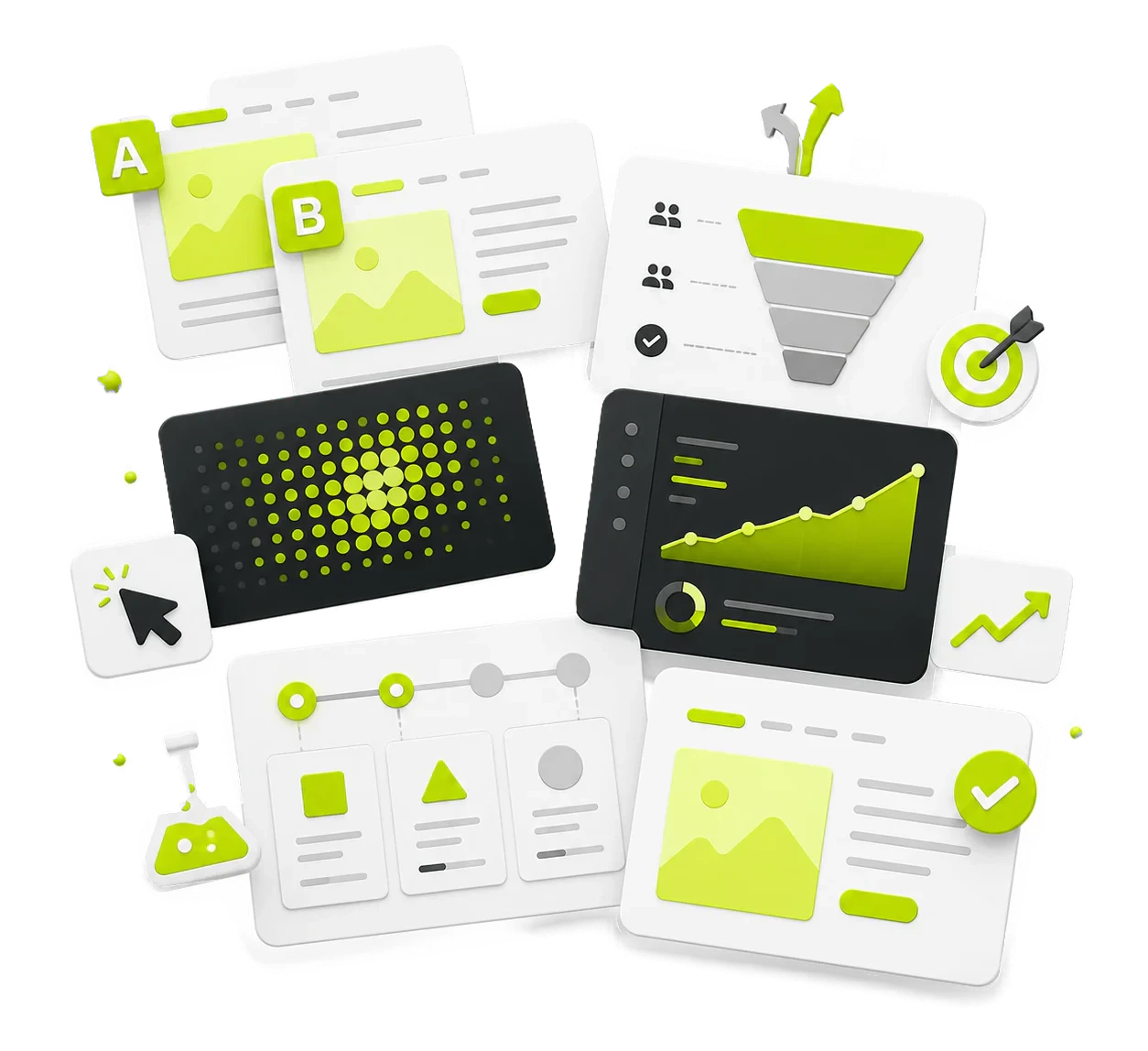 A measured customer journey through a website or app towards conversion