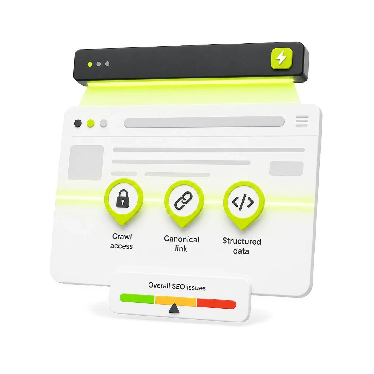 A technical SEO audit checking crawl access, canonical links and structured data