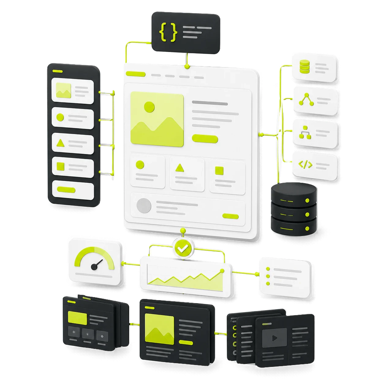 Reusable website components connected to a CMS, structured data, automation and APIs