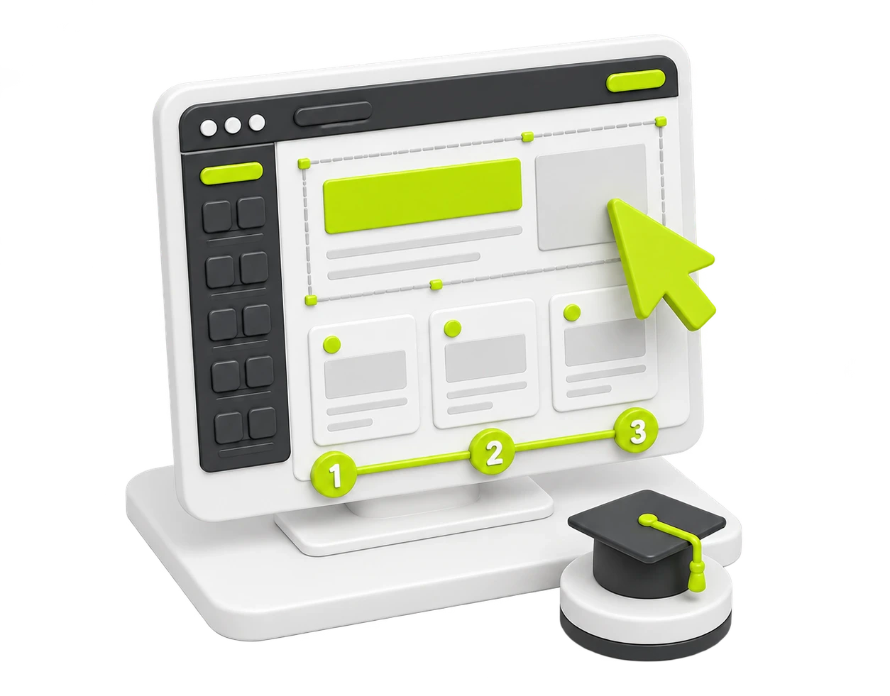 A guided lesson inside a visual website builder with practical training steps