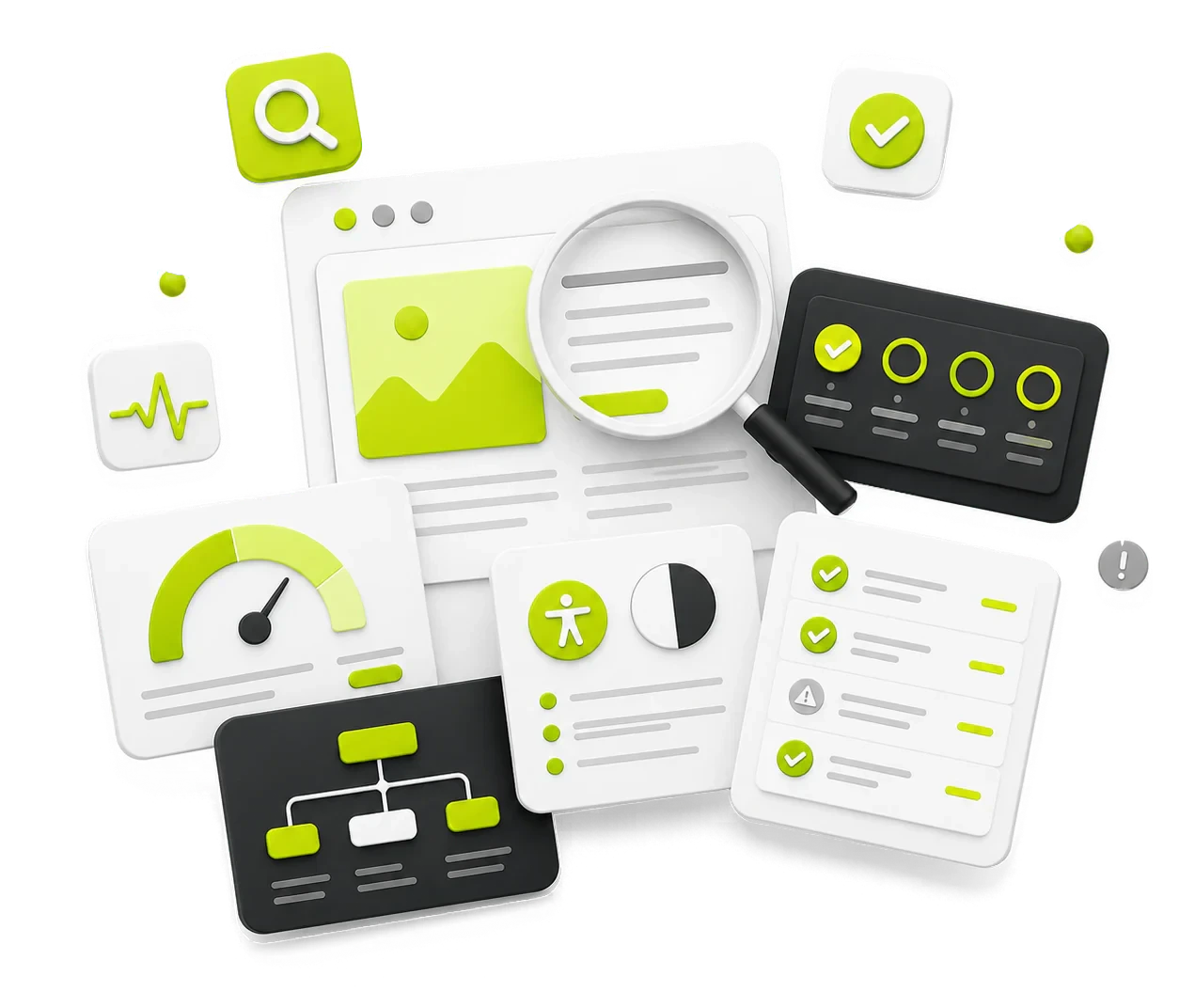 A website audit covering technical health, speed, accessibility and site structure